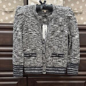 L'AGENCE Monochrome Tweed Cardigan